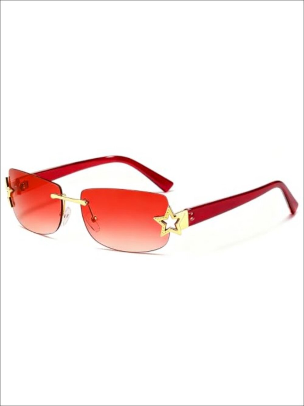 Rimless Y2K Sunglasses Star Sun Glasses Rectangle UV400 Protection